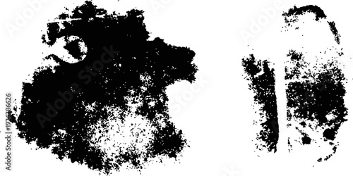 Abstract Black and White Grunge Texture Elements Distressed Ink Stamp Overlay Vector Graphics