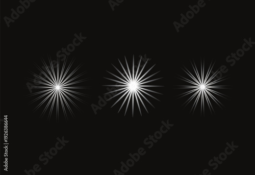 Wallpaper Mural Radiant White Starbursts and Light Rays on Black Torontodigital.ca