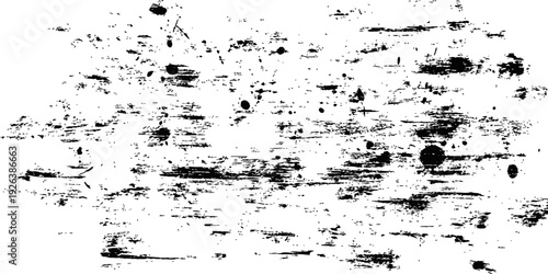 Vector Grunge Overlay Texture with Rough Horizontal Brush Strokes and Ink Splatters