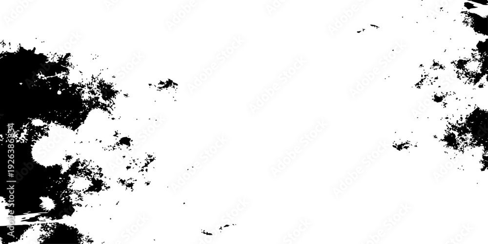 Fototapeta premium Abstract Black and White Grunge Ink Splatter Distress Texture Border Frame Background