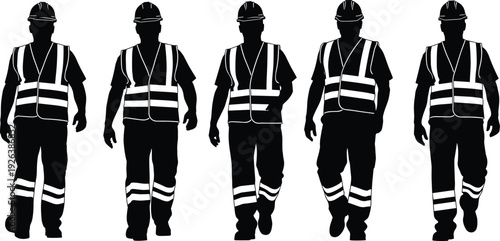 Professional Construction Maintenance Worker Silhouette Set, Repairman Handyman Vector Poses, Industrial Contractor Skilled Laborer Graphics, Building Site Service Technician Illustration