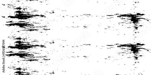 Abstract black and white grunge distress overlay vector texture with horizontal scratched pattern weathered background design element