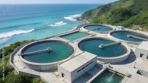 Wastewater treatment plant by the sea