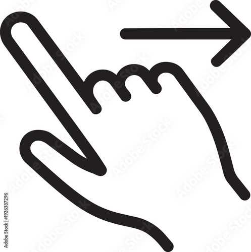 Diagonal swipe top right hand gesture line icon kinetic navigation