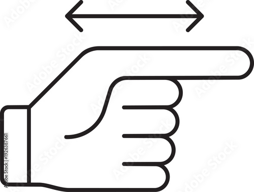 Horizontal swipe right motion hand gesture line icon lateral slide