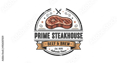 Prime Steakhouse Beef Steak Logo Design.