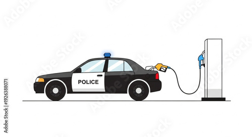 Police Car Charging at Electric Station.