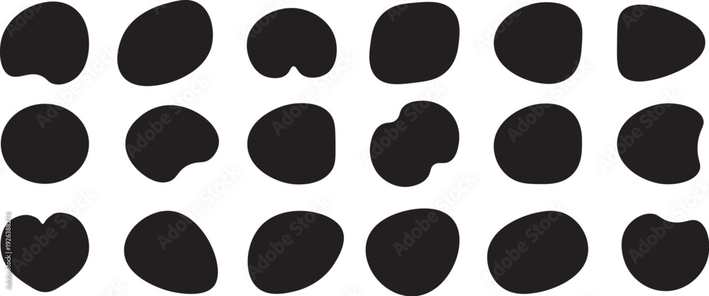Fototapeta premium Abstract organic blob shapes collection vector, irregular fluid geometric elements set