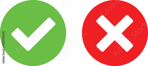 Checkmark and cross icons in green and red circles