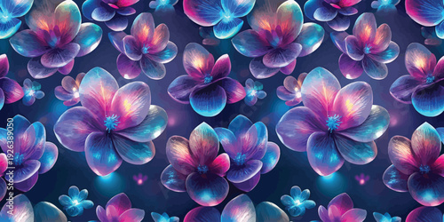 A mesmerizing digital art composition of glowing, abstract organic shapes in vibrant colors Vector