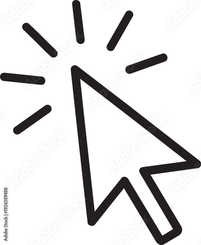 Heavy clicking outline mouse arrow line icon intense wireframe burst