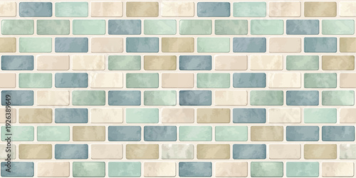 A modern herringbone patterned tile design in muted pastel shades. Vector