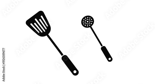 Black silhouette icons depicting various cooking utensils and cookware