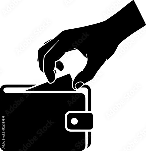 Hand Putting Ballot in Box Line Icon Vector Illustration