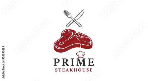 Prime Steakhouse Logo Steak Cutlery Design.
