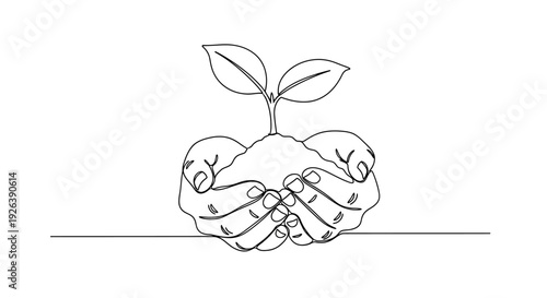Close-up of hands holding a plant sprout, symbolizing growth, hope, and new beginnings