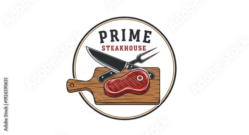 Prime Steakhouse Logo with Steak and Knife.