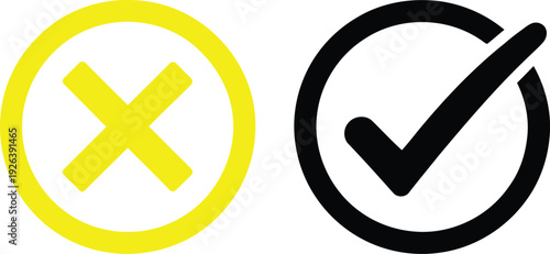Checkmark and cross icons in yellow and black