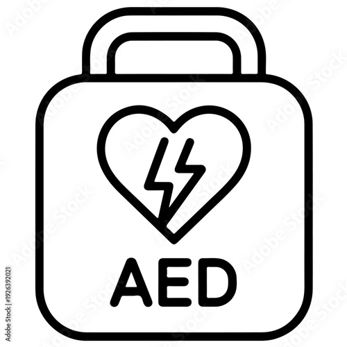 Automated external defibrillator aed icon with heart and lightning bolt