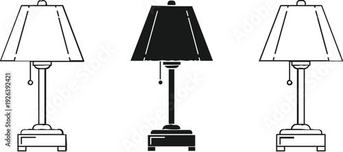 Minimalist Table Lamps with Shades and Simple Design for Interior Lighting and Home Decor Illustrations
