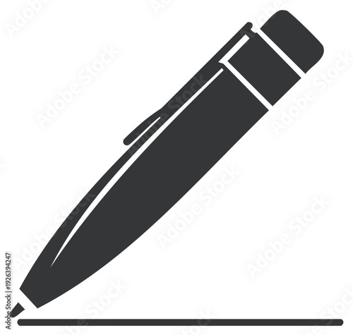 Stylized Ink Pen Writing Line Illustration; Drawing, Sketching, Note Taking, Drafting Tool