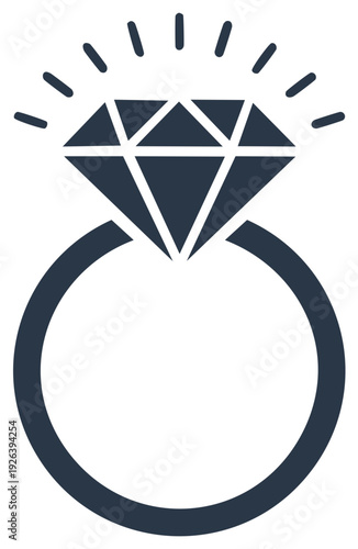 Shining diamond engagement ring icon simple illustration wedding jewelry and luxury