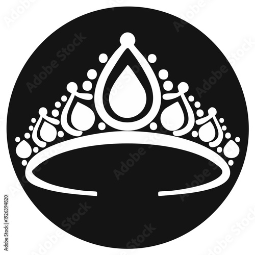 Crown Silhouette Vector Design Black and White Princess Tiara Graphic