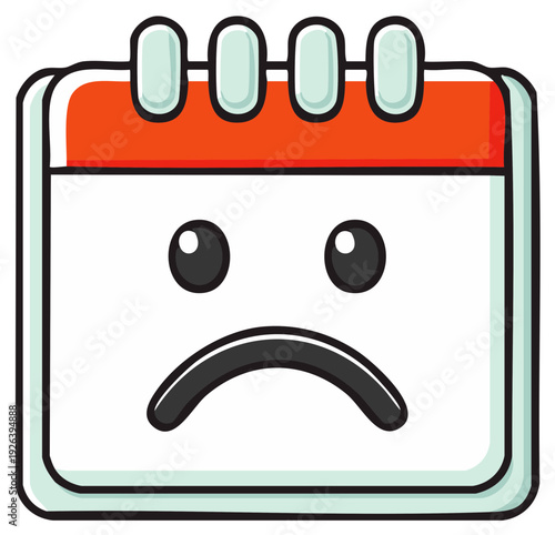 Sad calendar cartoon illustration, with eyes and a frowning mouth.