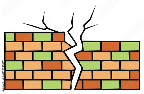 Cracked brick wall illustration symbolizing structural damage and breakdown