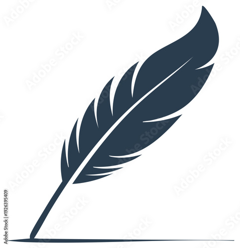 Elegant quill pen writing tool creating a single line symbol for authors and stationery