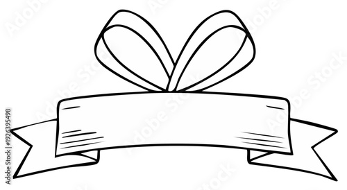 Hand Drawn Festive Ribbon Banner for Text and Decoration