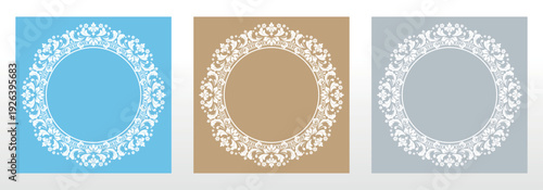 Set of decorative frames Elegant vector element for design in Eastern style, place for text. Floral colored frames. Lace illustration for invitations and greeting cards