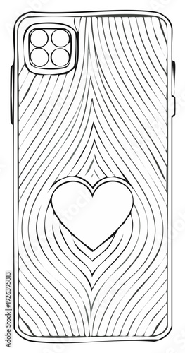 Phone Case Outline with Heart Pattern Accessory Mobile Device Protection