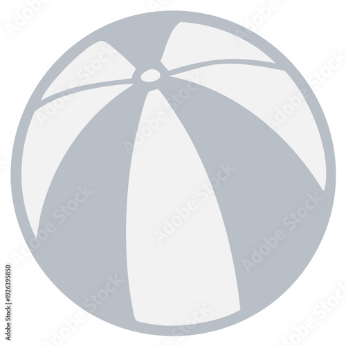 Classic grayscale striped inflatable beach ball graphic vector illustration for summer fun