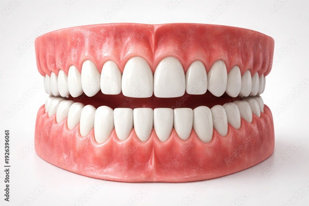 Fototapeta premium Human dentures full set of upper and lower teeth