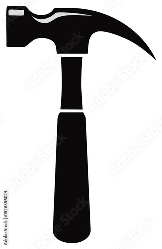 Stylized black claw hammer silhouette isolated on a white background