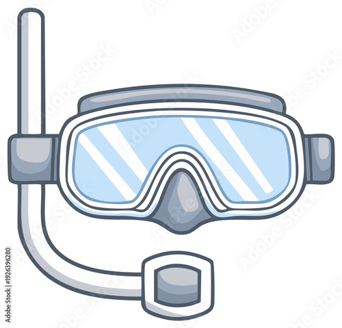 Illustration of Snorkel and Dive Mask for Underwater Exploration