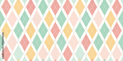 A vibrant geometric pattern featuring interlocking diamond shapes in pastel colors Vector