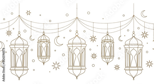 Islamic Lanterns Hanging Decorative Ramadan Eid Celebration.