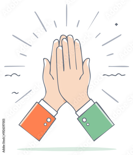 Two hands giving a high five with radiating lines and a celebratory feeling