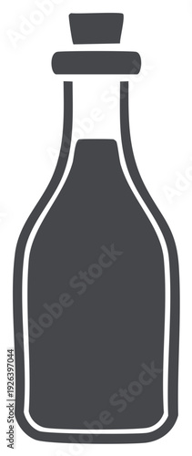 Simple Dark Glass Bottle with Cork Stopper Outline