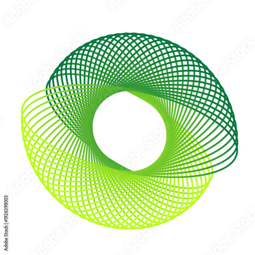 Abstract torus loop vector. Green gradient woven ring illustration for modern background design.