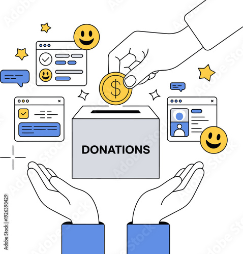 Online donation and charity concept illustration isolated on white background