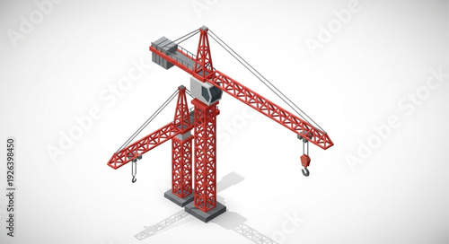 Red Metal Crane Model Isolated.