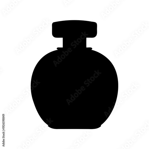 Minimalist silhouette of a classic perfume bottle with a sturdy stopper