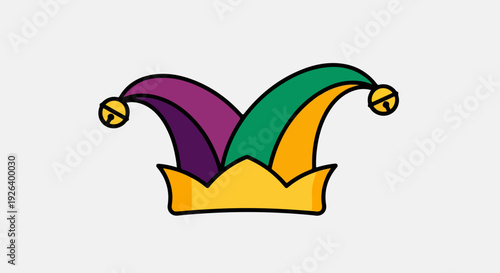 Jester Hat with Bells in Purple, Green, and Gold for Mardi Gras Celebrations
