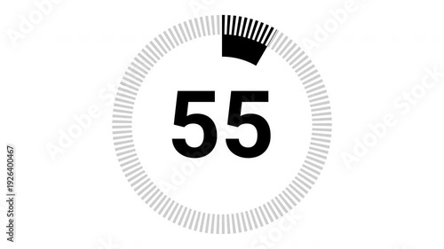 60 second countdown with circle animation, 60 to 0 animation countdown. 4K video