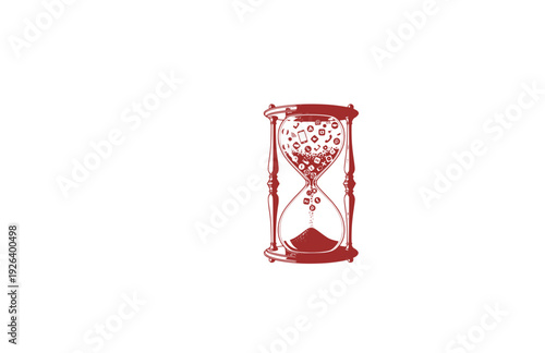 Vintage Hourglass with Falling Smartphone Icons Silhouette. Digital Detox and Time Management Concept Sticker Design Vector.