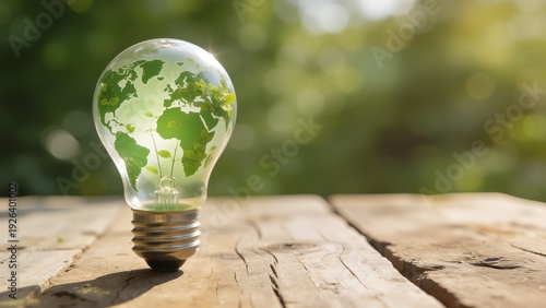 Light bulb with green earth design