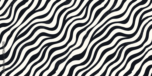 Abstract black and white wavy pattern filling a seamless background texture Vector